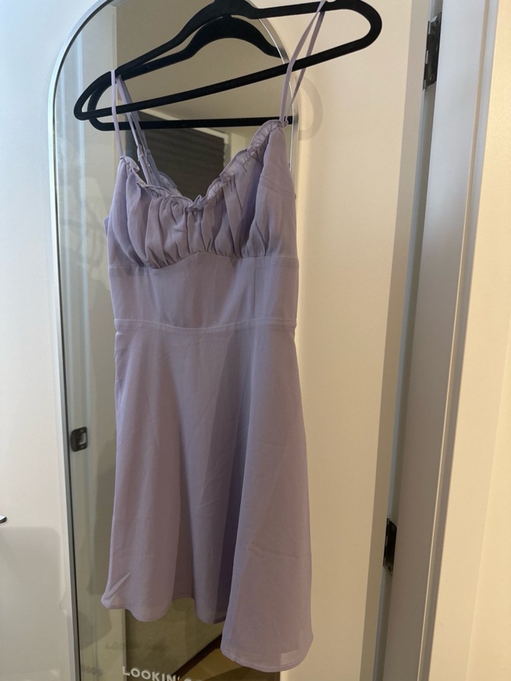 Dynamite XS Lilac Ruffled Neck Blouse Mini Dress Brand New Never Worn